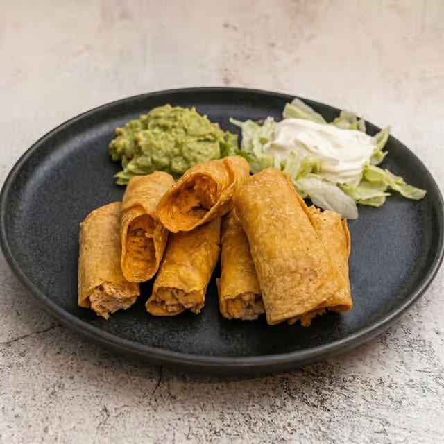 Chicken or Beef Taquitos.